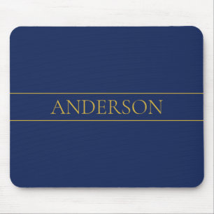 Navyblau & Gold Name Nachname oder Geschäft  Mousepad