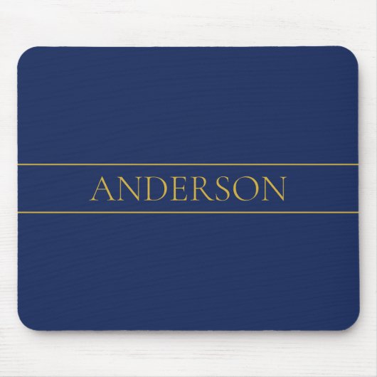 Navyblau & Gold Name Nachname oder Geschäft Mousepad (Vorne)