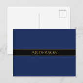 Navyblau & Gold Name Nachname oder Geschäft Postkarte (Vorne/Hinten)