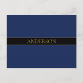 Navyblau & Gold Name Nachname oder Geschäft Postkarte (Vorderseite)