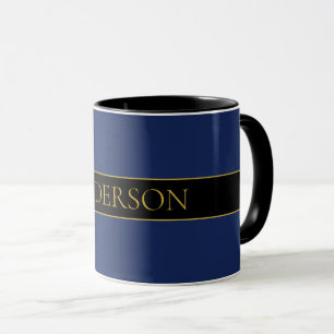 Navyblau & Gold Name Nachname oder Geschäft Tasse