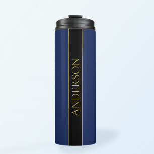 Navyblau & Gold Name Nachname oder Geschäft Thermosbecher