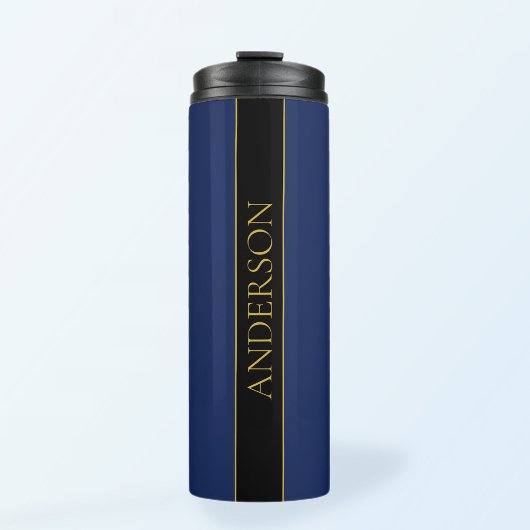Navyblau & Gold Name Nachname oder Geschäft Thermosbecher