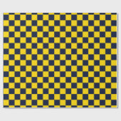 Navyblau-goldgelbe Schachbrettmuster Geschenkpapier (Flach)