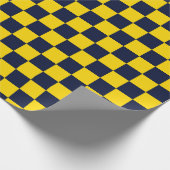 Navyblau-goldgelbe Schachbrettmuster Geschenkpapier (Ecke)