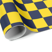 Navyblau-goldgelbe Schachbrettmuster Geschenkpapier (Rolleneckpunkt)