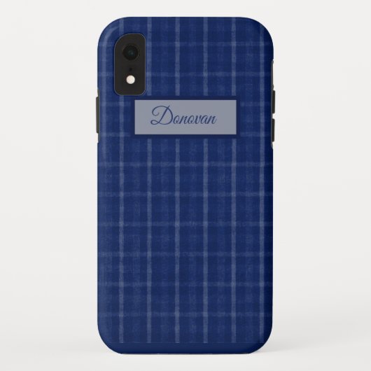 Navyblau-graues Karo Case-Mate iPhone Case (Rückseite)
