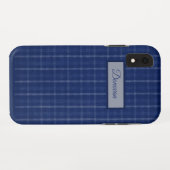 Navyblau-graues Karo Case-Mate iPhone Case (Rückseite (Horizontal))
