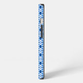 Navyblau & Hellblau Abstrakte Geometrie iPhone Hülle (Linke Seite)