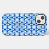Navyblau & Hellblau Abstrakte Geometrie iPhone Hülle (Rückseite (Horizontal))