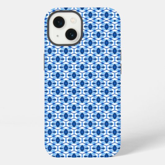Navyblau & Hellblau Abstrakte Geometrie iPhone Hülle (Rückseite)