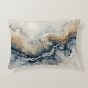 Navyblau Hellblau Braun Grau Moderne Abstraktkunst Dekokissen