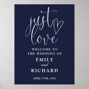 Navyblau Just Love Hochzeit Willkommensschild Poster
