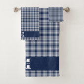 Navyblau Kariert Badhandtuch Set (Insitu)