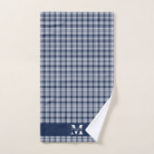 Navyblau Kariert Badhandtuch Set (Handtuch)