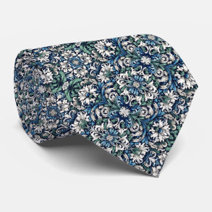 Navyblau, Königblau, Waldgrün... Floral Krawatte