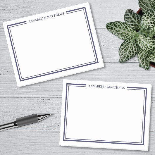 Navyblau minimalistisches Monogramm Post-it Klebezettel
