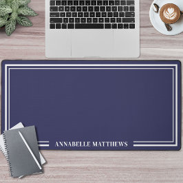 Navyblau minimalistisches Monogramm Schreibtischunterlage