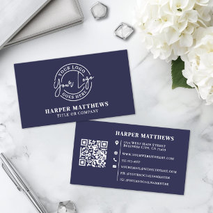 Navyblau-Minimalistisches-professionelles-Logo-QR- Visitenkarte