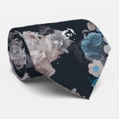 Navyblau mit Blumen Krawatte (Gerollt)