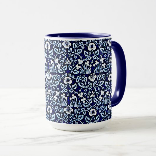 Navyblau mit Blumenmuster Tasse (VorderseiteRechts)