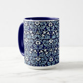 Navyblau mit Blumenmuster Tasse (Vorderseite Links)