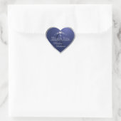 Navyblau mit Silberrahmen und Monogramm Danke Herz-Aufkleber (Tasche)