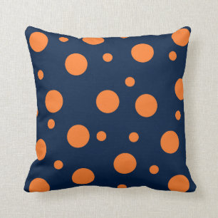 Navyblau Orange Punkte Abstract Kissen
