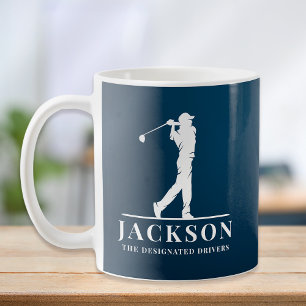 Navyblau personalisiertes Monogramm Golfer Kaffeetasse