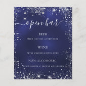 Navyblau silberner Glitter-Hochzeitsbar-Menü (Vorderseite)