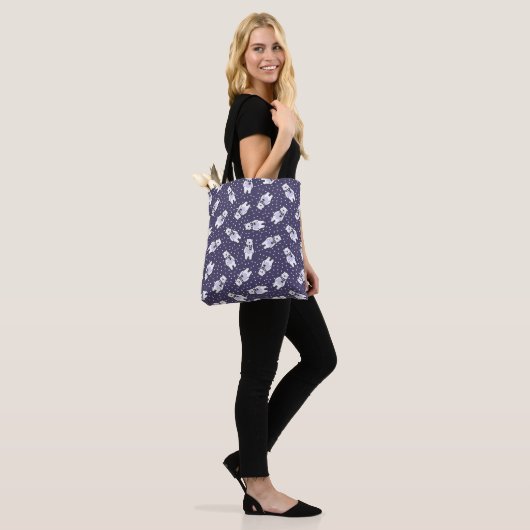 Navyblau süßes Schnee-Eisbär-Muster Tasche (Am Model)