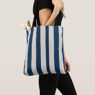 Navyblau und cremefarbene vertikale Streifen nahtl Tasche