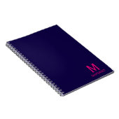 Navyblau und Fuchsia-Monogramm-Name modern Notizblock (Rechte Seite)
