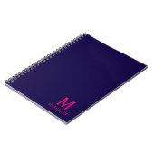 Navyblau und Fuchsia-Monogramm-Name modern Notizblock (Linke Seite)