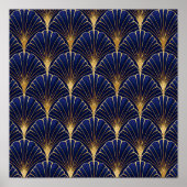 Navyblau und Gold Art Deco Poster (Vorne)