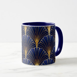 Navyblau und Gold Art Deco Tasse