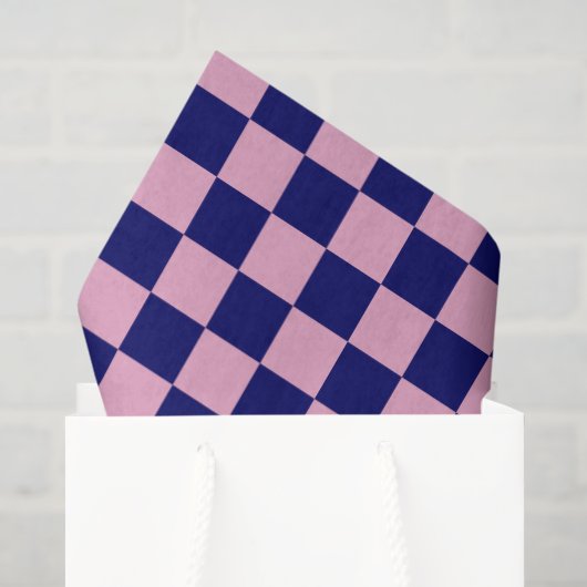 Navyblau- und Hellrosa-Karo-Muster Seidenpapier (Geschenktüte)