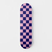 Navyblau- und Hellrosa-Karo-Muster Skateboard (Vorderseite)