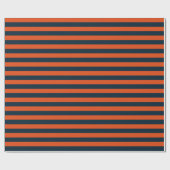 Navyblau und Orange Horizontalstreifen Geschenkpapier (Flach)