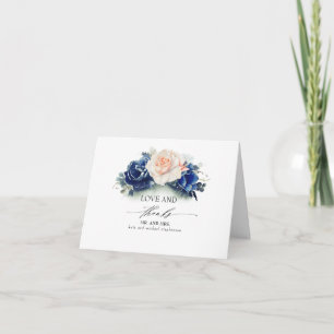 Navyblau und Pfirsich Blumen Hochzeit Danke