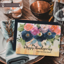 Navyblau und Pfirsich Blumen Unternehmens Thanksgi