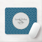 Navyblau- und Weiß-Diamant-Monogramm-Mauspad Mousepad (Mit Mouse)