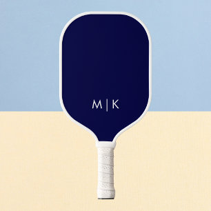 Navyblau und Weiß Modernes Monogramm Pickleball Schläger