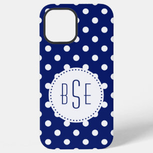 Navyblau und weiße Punkte mit Monogramm iPhone 12 Pro Max Hülle