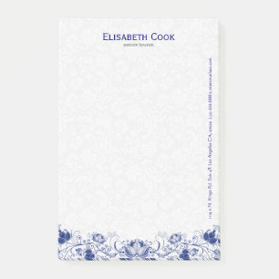 Navyblau und weißer vintage Blumenlace 2 Post-it Klebezettel