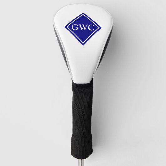 Navyblau und weißes individuelles Monogramm Golf Headcover (Vorderseite)