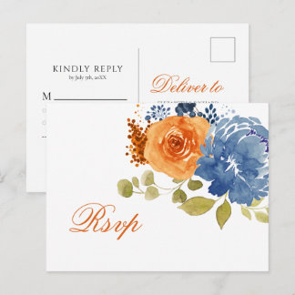 Navyblau & verbranntes Orange Postkarte