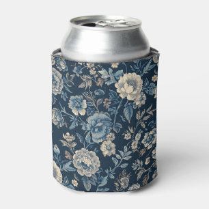 Navyblau vintage Blumen Botanik Muster Dosenkühler