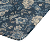 Navyblau vintage Blumen Botanik Muster Schneidebrett (Ecke)