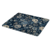Navyblau vintage Blumen Botanik Muster Schneidebrett (Ecke)